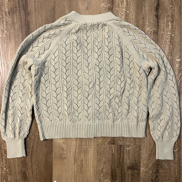 LOFT Natural Jute Pointelle V-Neck Cardigan- 100% Cotton - Picture 6 of 6